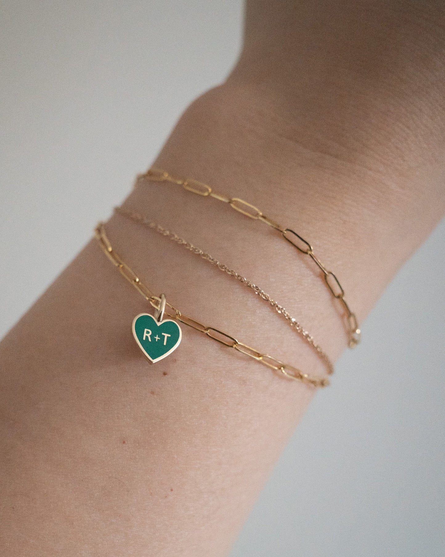 enamel charm - initial heart