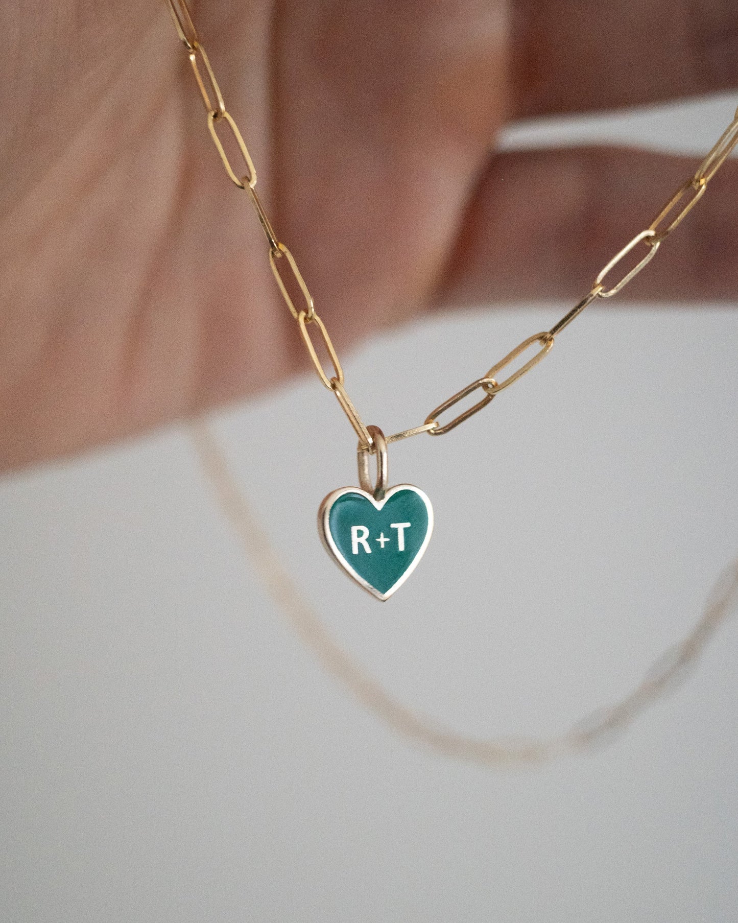enamel charm - initial heart