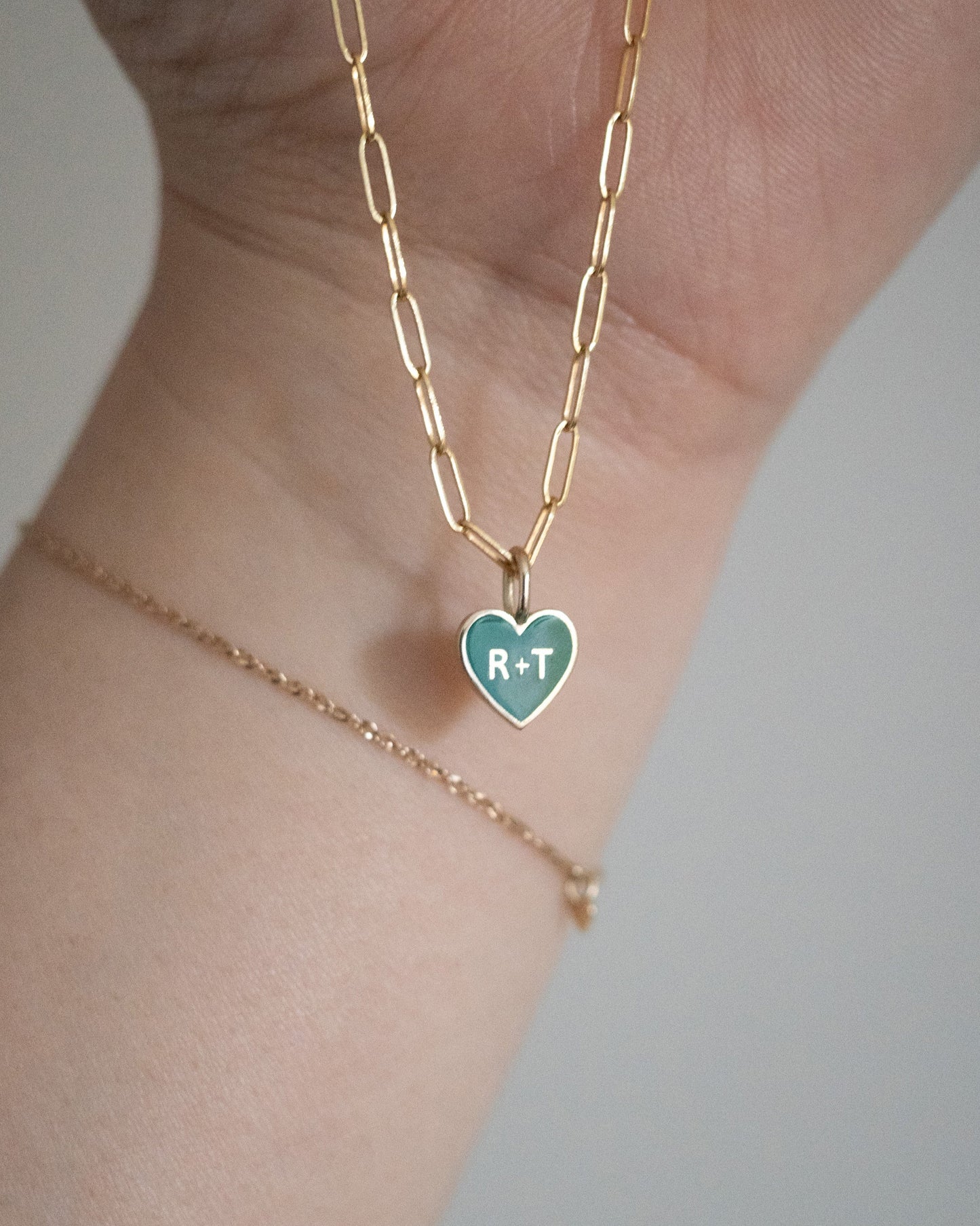 enamel charm - initial heart