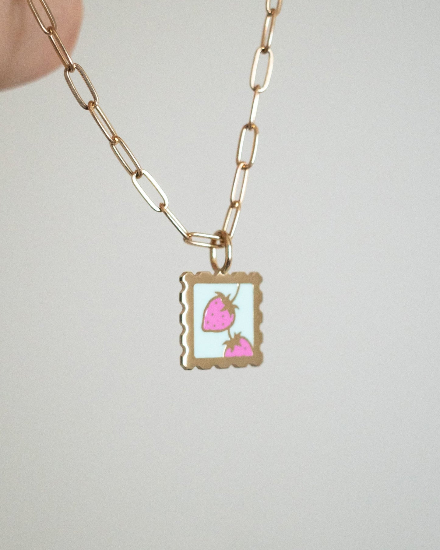 00 enamel charm - post stamp fruit series